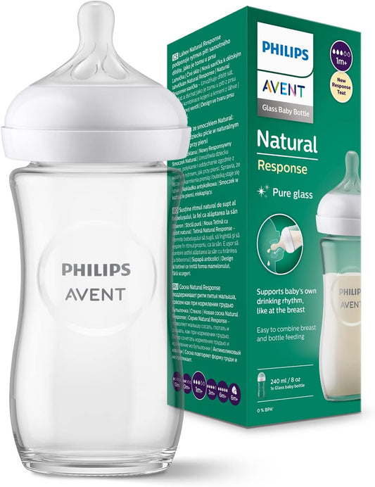 Philips Avent Biberon en verre à Réponse Naturelle - sans BPA pour les bébés de 1 mois et + (modèle SCY933/01)