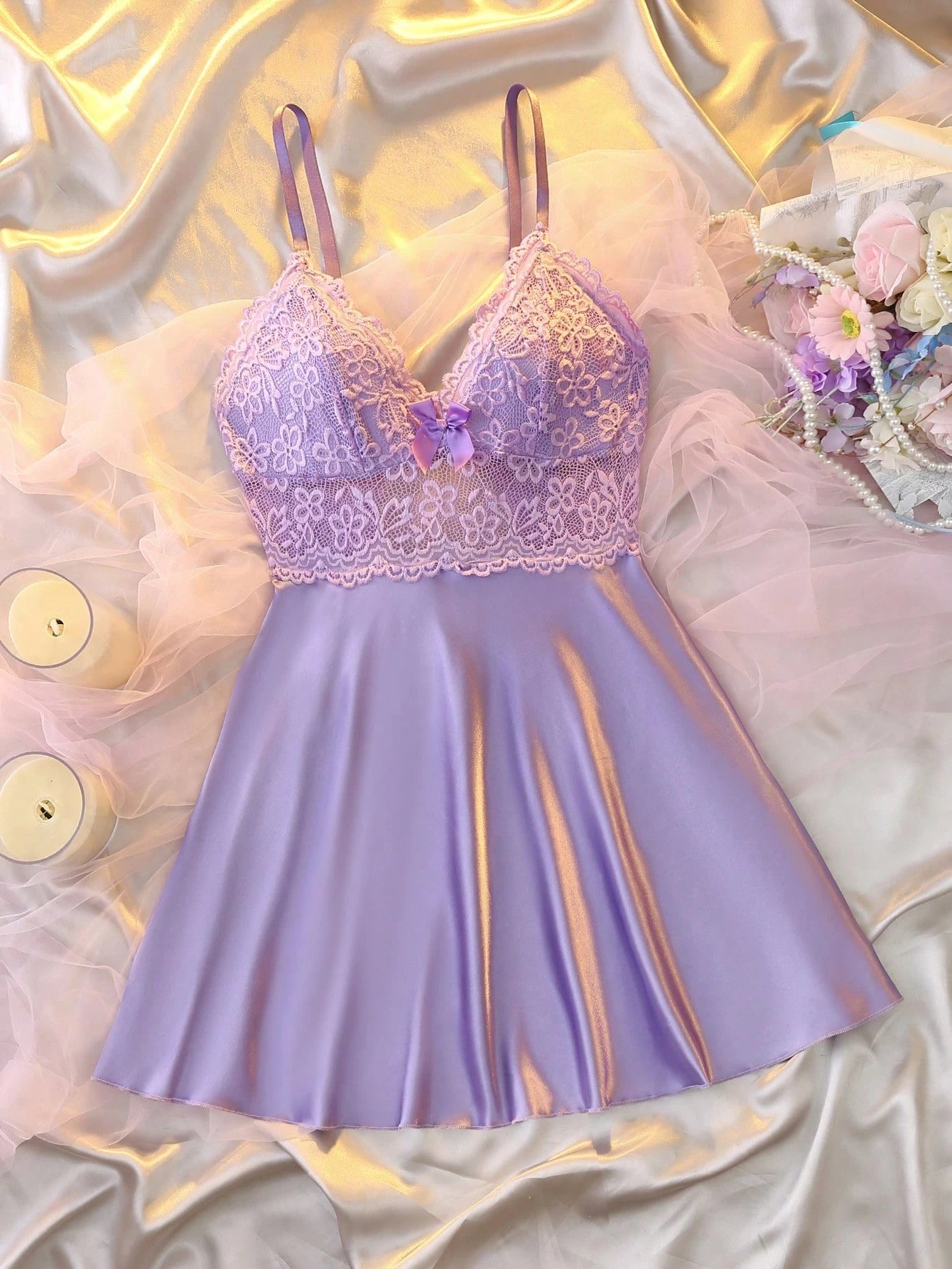 Nuisette en satin violet shein – L'Escale Rose