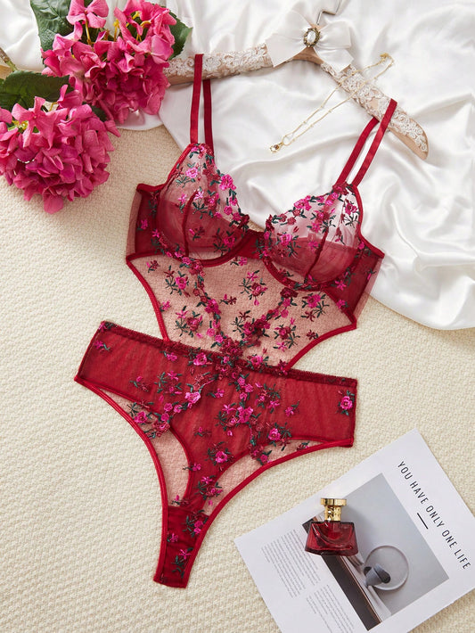 Body bordeaux a fleur shein