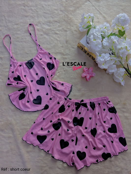 Pyjama d'été short coeur