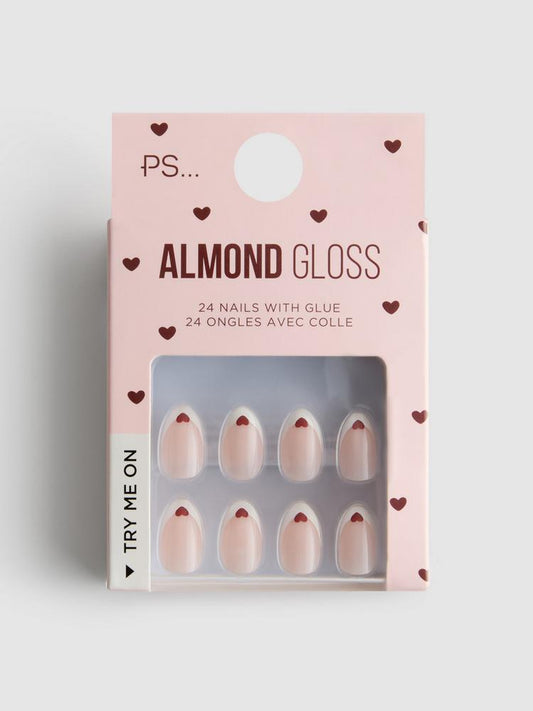Faux ongles brillants en amande à cœurs PS... PRIMARK