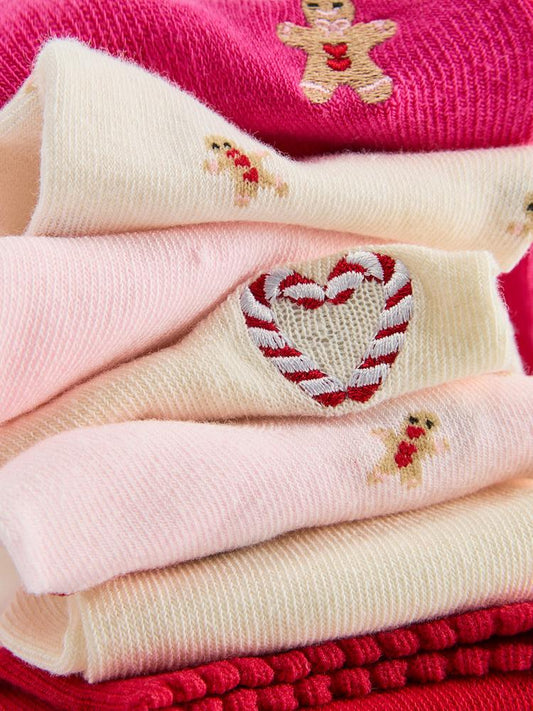 Lot de 7 paires de chaussettes de Noël pink en coton PRIMARK