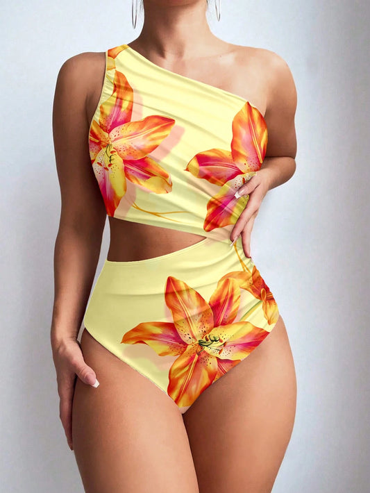 Bikini 1 piece jaune flower