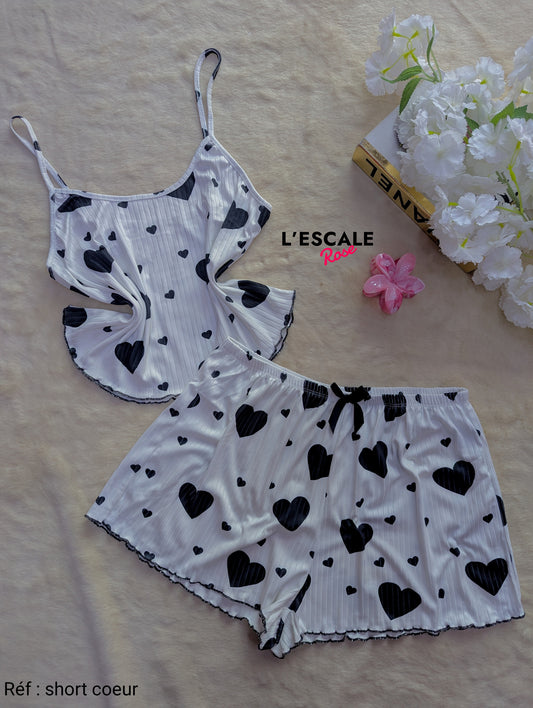 Pyjama d'été short coeur