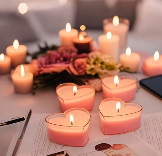 9 pièces Bougies aromatiques en forme de cœur shein
