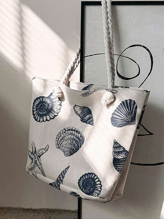 Sac Fourre-Tout À La Mode De Grande Capacité Avec Motif De Coquille Et D'étoile De Mer SHEIN