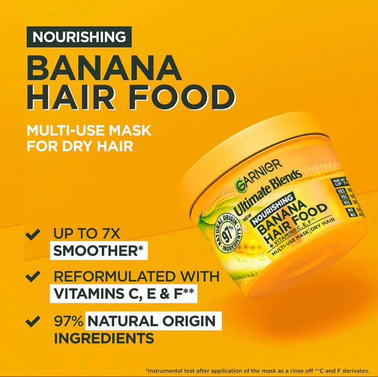 Garnier Fructis Hair Food Banane 3-en-1 Masque Nourrissant pour Cheveux Secs