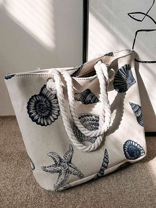 Sac Fourre-Tout À La Mode De Grande Capacité Avec Motif De Coquille Et D'étoile De Mer SHEIN