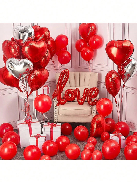 49 Pièces Kit De Guirlande D'arche De Ballons En Latex Rouge En Forme De Cœur Pour La Saint-valentin Pour La Décoration De Fond De Fête De Mariage De Saint-valentin SHEIN