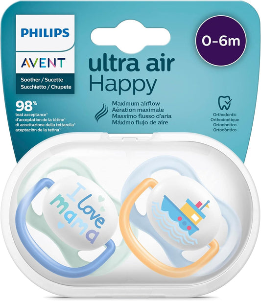Philips Avent Lot de 2 sucettes Ultra Air sans BPA pour les bébés âgés de 0 à 6 mois