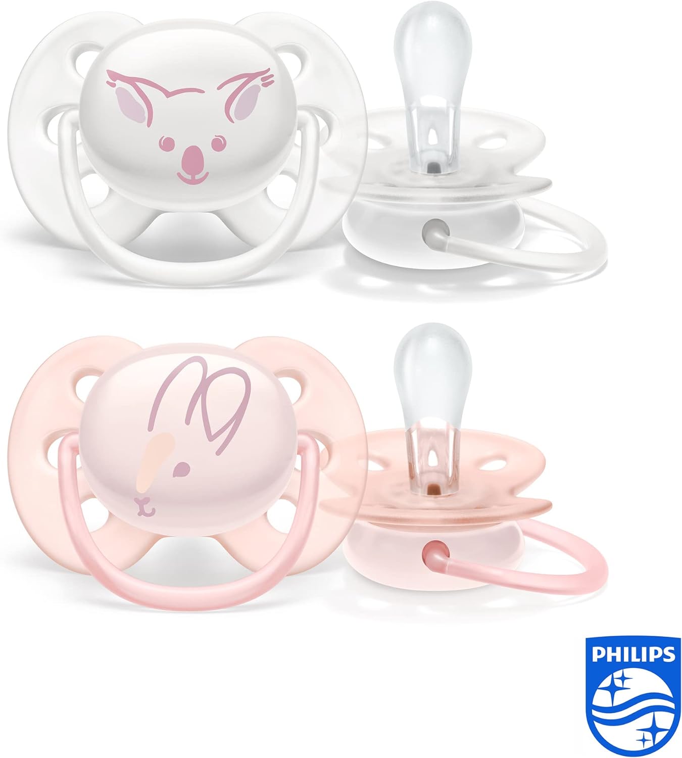 Philips Avent Lot de 2 sucettes ultra-douces sans BPA pour les bébés âgés de 0 à 6 mois,