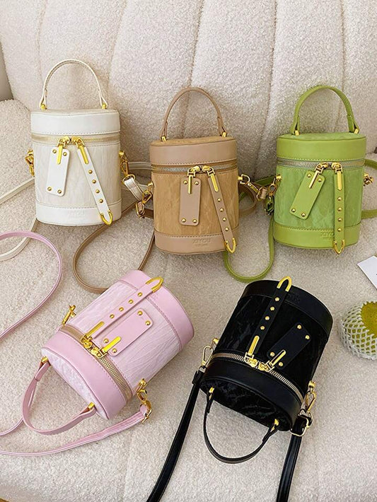 Bag Female Fashion Niche Cylinder Handbag Bucket Bag 2024 New Senior Sense Single Shoulder Crossbody Bag Change Lipstick Box Bag