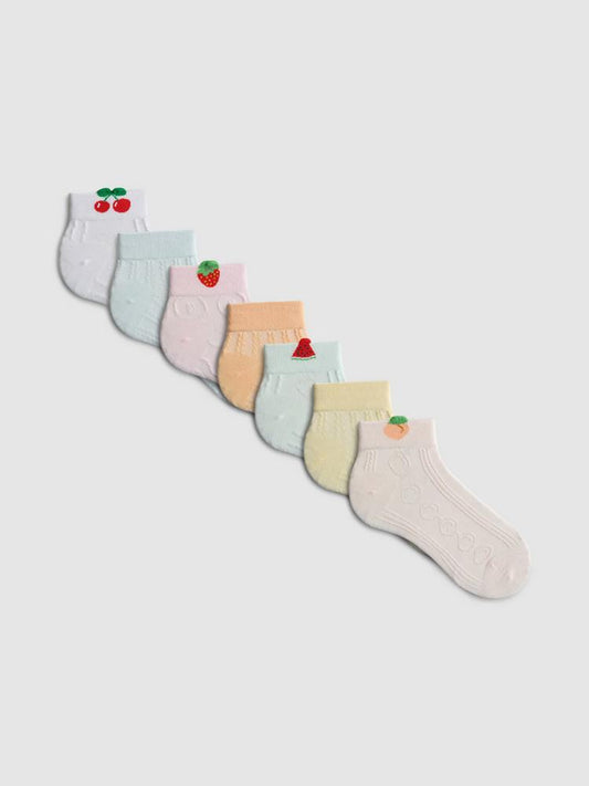 Lot de 7 paires de chaussettes courtes à motifs fruits