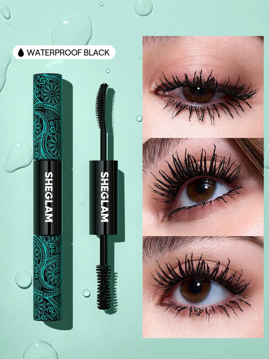 SHEGLAM Mascara 2 en 1 Waterproof Volumisant Brosse à double embout Allongement Recourbement Cils épais Rehaussement