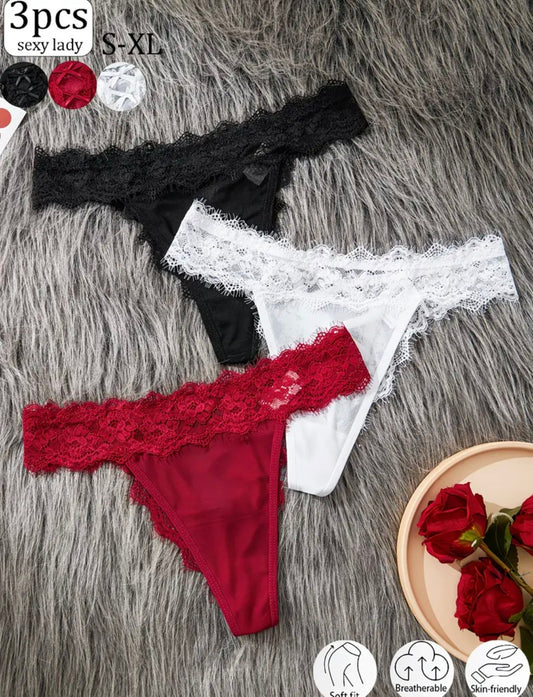 Set of 3 culottes en dentelles