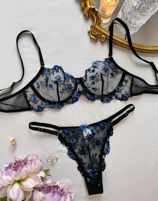 Ensemble 2 PS noir details bleu temu