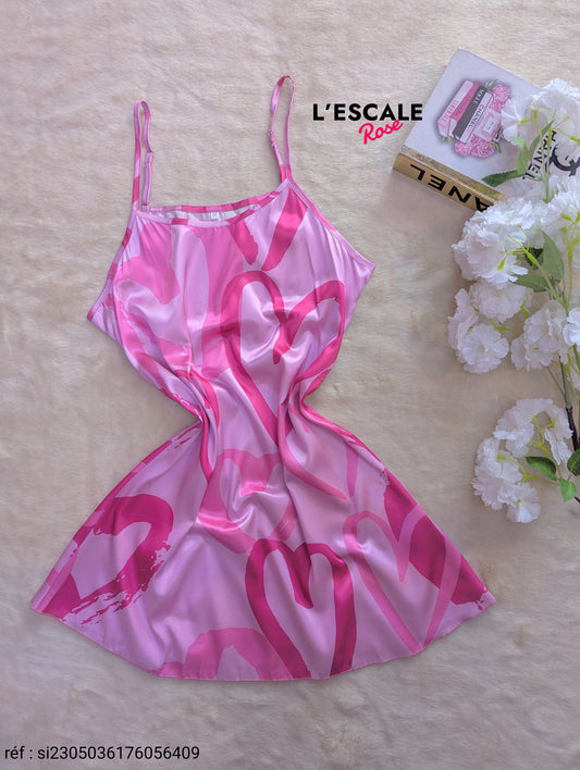 Nuisette pink en satin à imprimé cœur shein