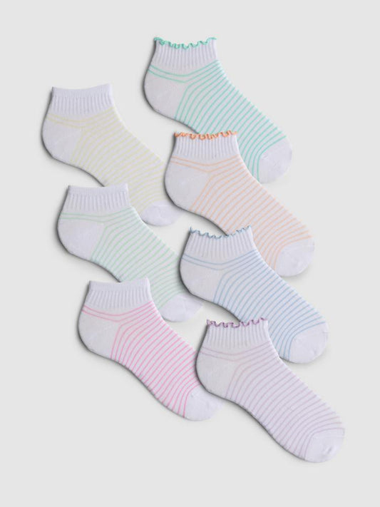 Lot de 7 paires de socquettes à rayures multicolores