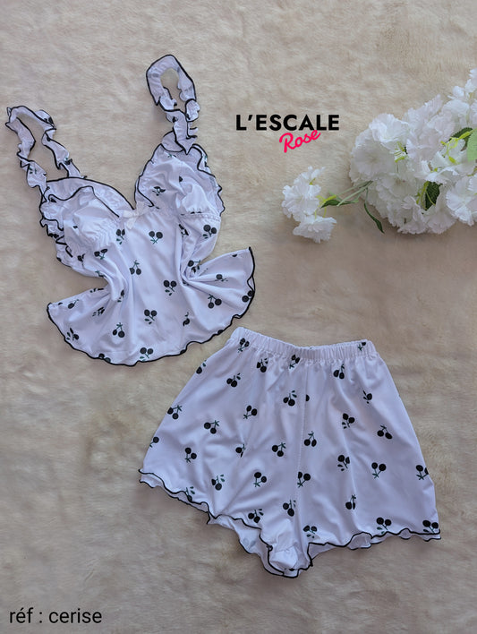 Pyjama d'été short cerise