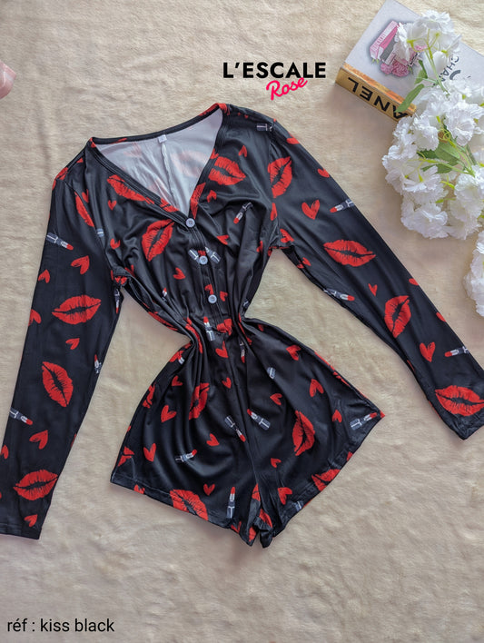 Combi-short kiss black shein