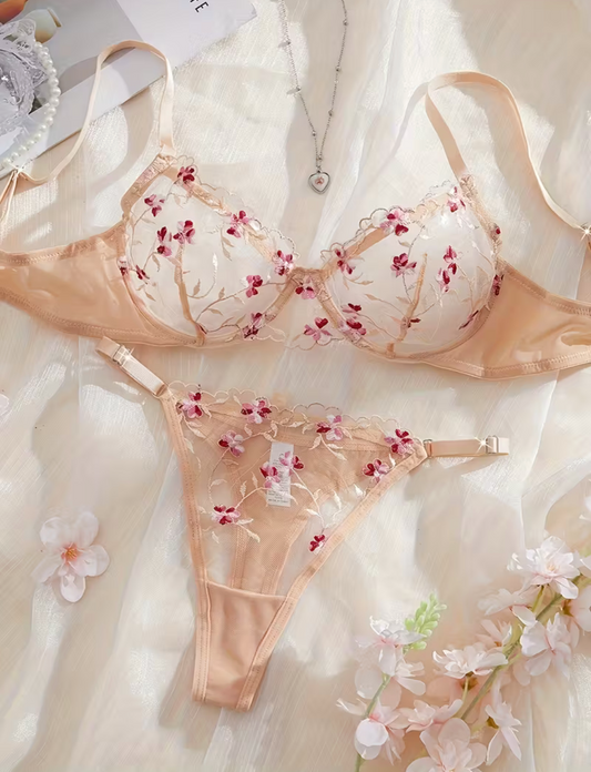 Ensemble 2 ps beige a fleur